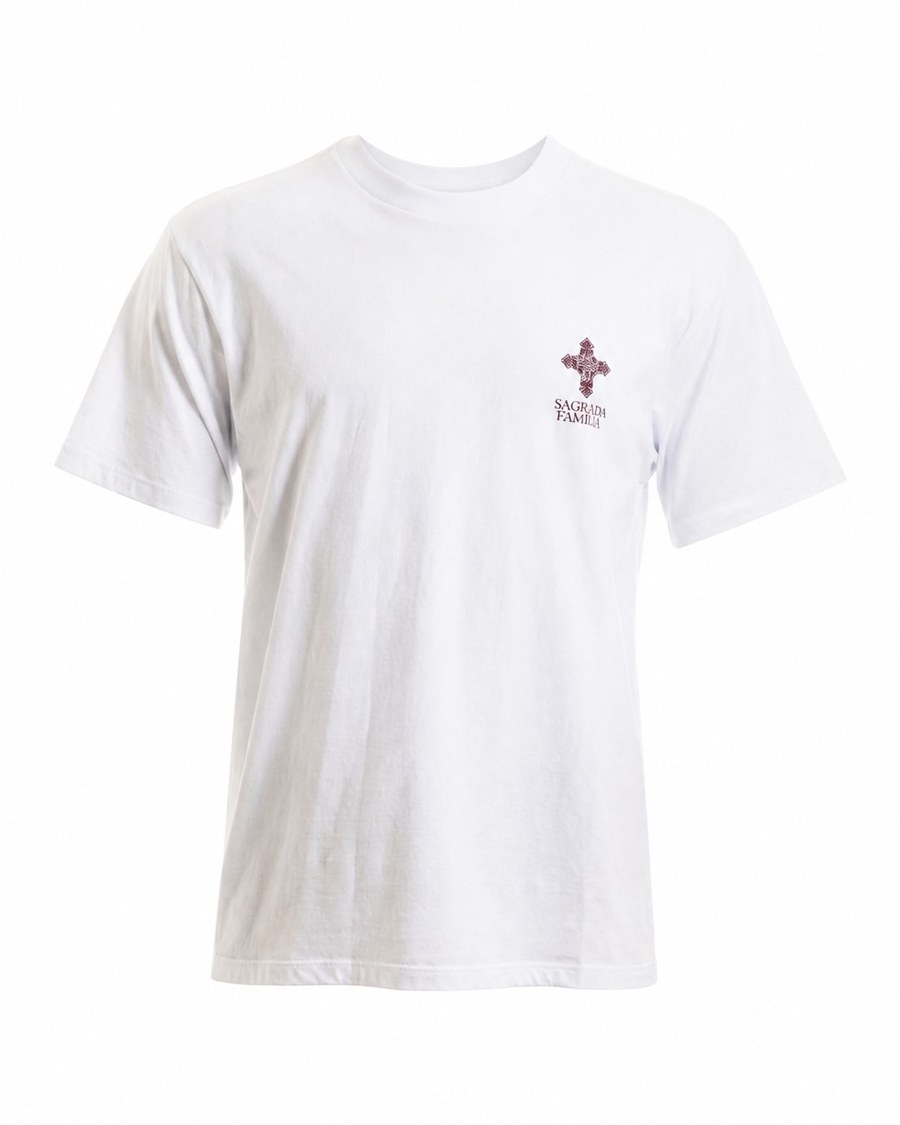 Camiseta Cruz Copta Bordô Branca